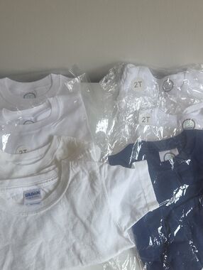 NEW Bundle Of  White & Navy Short Sleeve Tee Pack - 2T Blanks Boutique